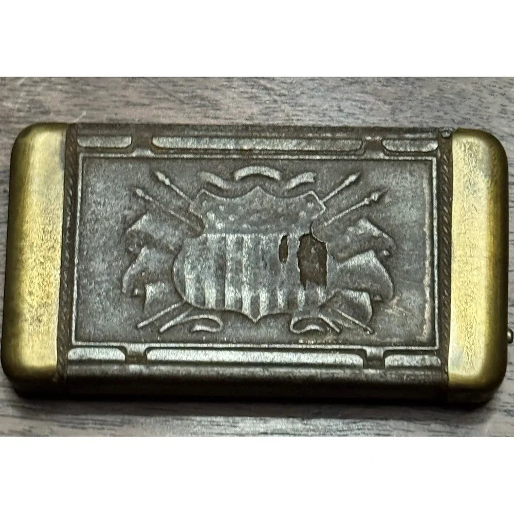 Vintage  Eagles/Flag/Shield Decorative Match Safe/ CASE / Vesta / Holder